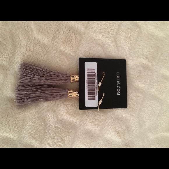 Grey Tassel Earrings - Picture 2 of 2